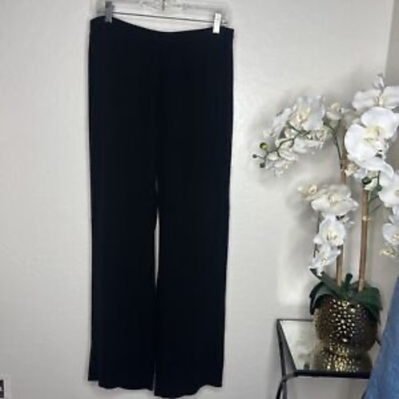 Eileen Fisher Pants - Eileen Fisher wide Silk Black Pants with Side Zip 8